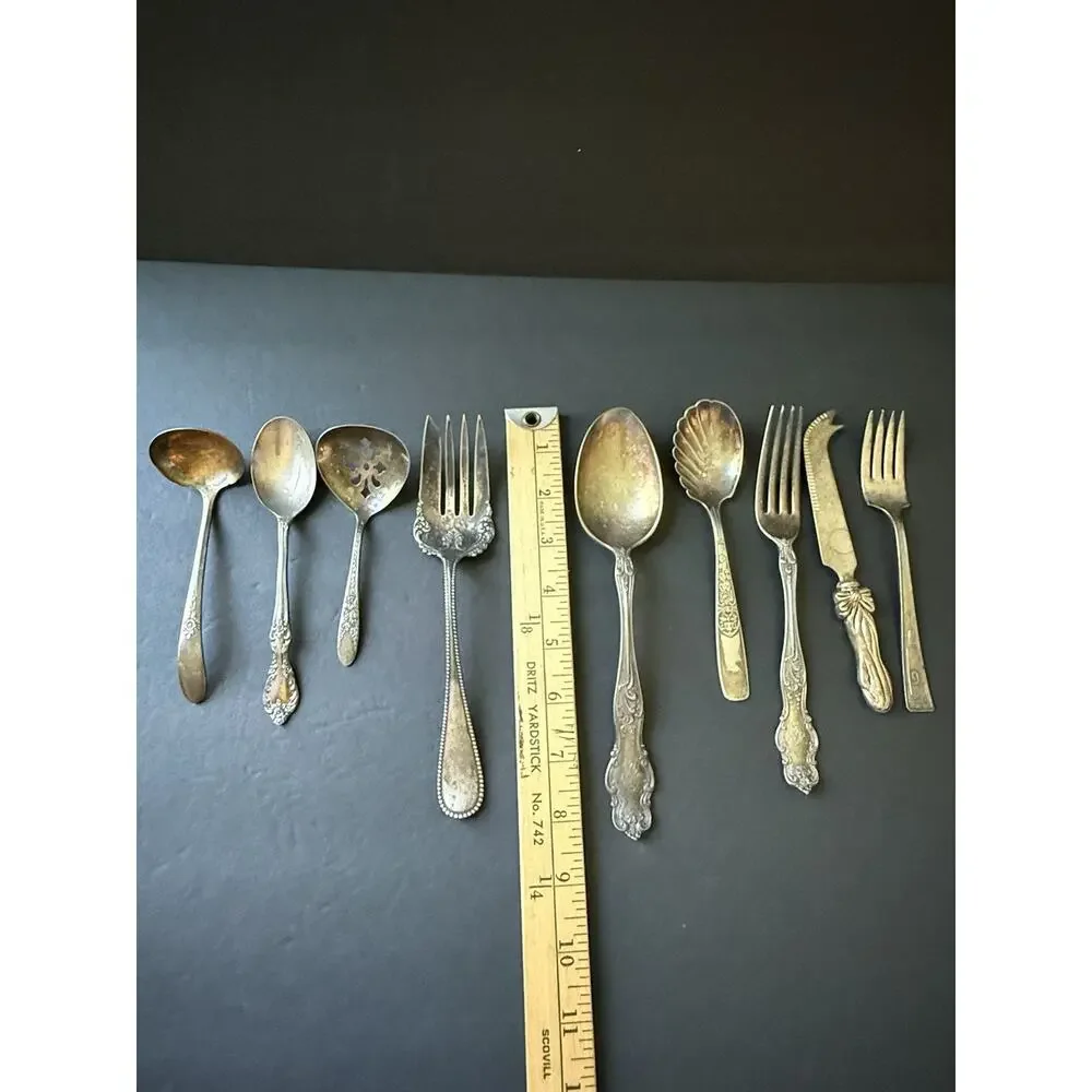 Flatware Servingware Mixed Pieces Set (9) Silver Plated Cottagecore Tableware